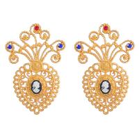 Zinc Alloy Rhinestone Stud Earring, with Acrylic, gold color plated, fashion jewelry & for woman, multi-colored 