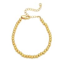 Brass Bracelets, with 3 extender chain, plated, fashion jewelry & for woman, golden, 6mm .7 cm 
