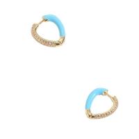 Brass Huggie Hoop Earring, Heart, fashion jewelry & micro pave cubic zirconia & for woman & enamel 16.6mm 