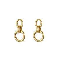 Brass Drop Earring, plated, fashion jewelry & for woman, golden 