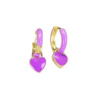 Huggie Hoop Drop Earring, Латунь, Сердце, Другое покрытие, ювелирные изделия моды & Женский, фиолетовый продается Пара