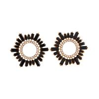 Rhinestone Brass Stud Earring, plated, fashion jewelry & for woman & with rhinestone, black 