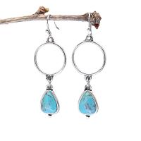 Turquoise Zinc Alloy Earring, with turquoise, Teardrop, plated, fashion jewelry & for woman 