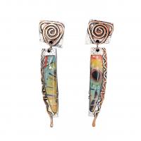 Murano Tropfen Ohrringe, Zinklegierung, mit Lampwork, plattiert, Modeschmuck & für Frau, farbenfroh, 58x15mm, verkauft von Paar