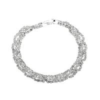 Rhinestone Brass Bracelets, with Brass, silver color plated, for woman Approx 17 cm 
