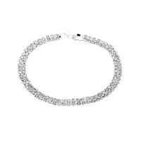 Rhinestone Brass Bracelets, with Brass, silver color plated, for woman, 6mm Approx 18.5 cm 
