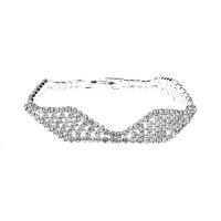 Rhinestone Brass Bracelets, with Brass, silver color plated, for woman, 12mm Approx 17.5 cm 