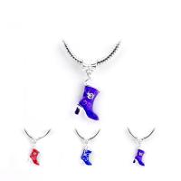 Zinc Alloy European Pendants, Shoes, silver color plated, Unisex & enamel & with rhinestone Approx 
