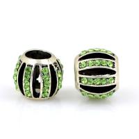 Rhinestone Zinc Alloy European Beads, Round, silver color plated, DIY & with rhinestone Approx 
