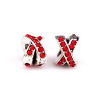 Rhinestone Zinc Alloy European Beads, Letter X, silver color plated, DIY & with rhinestone Approx 