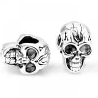 Zinc Alloy European Beads, Skull, silver color plated, DIY Approx 