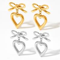 Stainless Steel Drop Earring, 304 Stainless Steel, Heart, Vacuum Ion Plating, for woman 