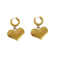 Huggie Hoop Drop Earring, 304 Stainless Steel, Heart, Vacuum Ion Plating, for woman, golden 