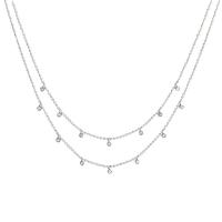 Cubic Zirconia Stainless Steel Necklace, 304 Stainless Steel, with 1.97 extender chain, Vacuum Ion Plating, Double Layer & micro pave cubic zirconia & for woman 42cm,38cm 