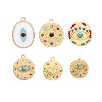 Fashion Evil Eye Pendant, 304 Stainless Steel, gold color plated, DIY & micro pave cubic zirconia & enamel, golden 