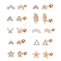 Stainless Steel Cubic Zirconia Stud Earring, 304 Stainless Steel & micro pave cubic zirconia & for woman, rose gold color [