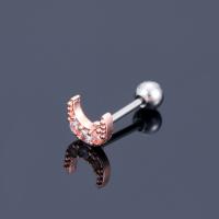 Stainless Steel Cubic Zirconia Stud Earring, 304 Stainless Steel & micro pave cubic zirconia & for woman, rose gold color 
