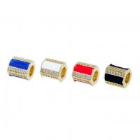 Cubic Zirconia Micro Pave Brass Beads, Column, gold color plated, DIY & micro pave cubic zirconia & enamel Approx 4mm 