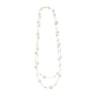 Plastic Pearl Necklace, with Zinc Alloy, Round, gold color plated, fashion jewelry & multilayer & for woman .66 m 
