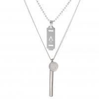Titanium Steel Sweater Necklace, with 5cm extender chain, Double Layer & fashion jewelry & Unisex, silver color .5 cm, 70.5 cm 