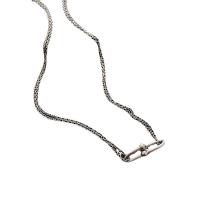 Collar de la joyería de titanio, Partículas de acero, con 5cm extender cadena, para mujer, plateado, 25.3x6.9mm, longitud:43.5 cm, Vendido por UD