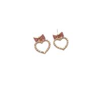 Zinc Alloy Rhinestone Drop Earring, Heart, gold color plated, fashion jewelry & for woman & with rhinestone & hollow 