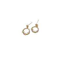 Zinc Alloy Rhinestone Drop Earring, Flower, gold color plated, fashion jewelry & for woman & with rhinestone & hollow 