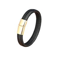 Bracelet en cuir artificiel, cordon en cuir, avec Acier inoxydable 304, fait à la main, bracelet tressé & unisexe, plus de couleurs à choisir cm, Vendu par PC