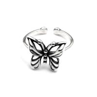 Brass Cuff Finger Ring, Butterfly, platinum color plated, vintage & adjustable & for woman & hollow US Ring .5 