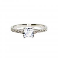 Cupronickel Finger Ring, Square, platinum plated & micro pave cubic zirconia & for woman, US Ring 