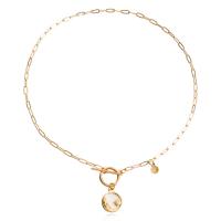 Shell Zinc Alloy Necklace, with Shell, gold color plated, for woman & with rhinestone Approx 16.38 Inch 