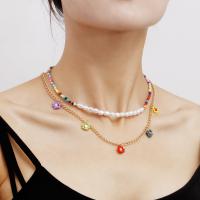 Fashion Multi Layer Necklace, Zinc Alloy, with Seedbead, gold color plated, for woman, 40cm,51cm 