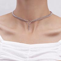 Zinc Alloy Necklace, platinum color plated, for woman Approx 14.43 Inch 