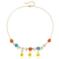 Zinc Alloy Necklace, with Seedbead, gold color plated, for woman Approx 16.38 Inch 