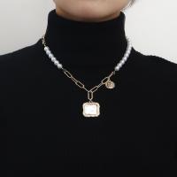 Zinc Alloy Necklace, with Plastic Pearl, with 1.95 inch extender chain, plated, for woman Approx 18.33 Inch 