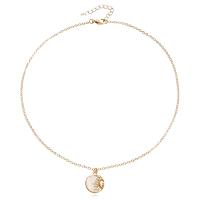 Shell Zinc Alloy Necklace, with White Shell, gold color plated, for woman Approx 16.38 Inch 