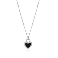 Titanium Steel Jewelry Necklace, with Shell, with 2.36 inch extender chain, Heart, Vacuum Plating, for woman Approx 16.53 Inch 
