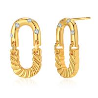Cubic Zirconia Micro Pave Brass Earring, 18K gold plated, fashion jewelry & micro pave cubic zirconia & for woman & hollow, golden 