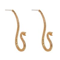 clou d'oreille en alliage zinc, alliage de zinc, serpent, Placage de couleur d'or, bijoux de mode & pour femme, 55mm, Vendu par paire