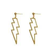 Zinc Alloy Drop Earring, Lightning Symbol, gold color plated, fashion jewelry & for woman & hollow, 52mm 