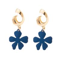 Zinc Alloy Drop Earring, Flower, stoving varnish, fashion jewelry & for woman, blue 