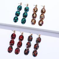 Zinc Alloy Rhinestone Drop Earring, with Acetate, gold color plated, fashion jewelry & for woman & with rhinestone 