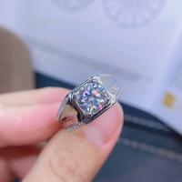 Латунный перстень драгоценных камней , Латунь, с Муассанит, ювелирные изделия моды & Женский, серебряный, 8mm, продается PC