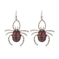 Zinc Alloy Drop Earring, with Acrylic, Spider, antique silver color plated, Halloween Design & fashion jewelry & for woman 