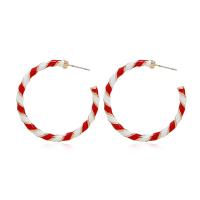 Boucles d'oreilles de Noël, alliage de zinc, plaqué de couleur d'or KC, Conception de Noël & bijoux de mode & pour femme, rouge Vendu par paire