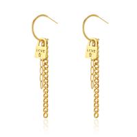 Stainless Steel Drop Earring, 304 Stainless Steel, Vacuum Ion Plating, fashion jewelry & for woman, golden, 75mm 