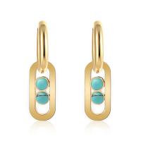 Stainless Steel Drop Earring, 304 Stainless Steel, with Gemstone, Vacuum Ion Plating, fashion jewelry & for woman, Crystal Golden Shadow (Steel) 