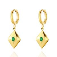 Stainless Steel Drop Earring, 304 Stainless Steel, Vacuum Ion Plating, fashion jewelry & for woman & with cubic zirconia, two different colored, 30mm 