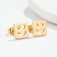 Stainless Steel Stud Earring, 304 Stainless Steel, Smiling Face, Vacuum Ion Plating, fashion jewelry & for woman 8mm 