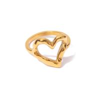 Stainless Steel Finger Ring, 304 Stainless Steel, Heart, Vacuum Ion Plating, fashion jewelry & for woman, golden 